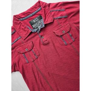 Broken Threads Mens Red Short Sleeve Collared Polo Shirt Size Medium Cotton